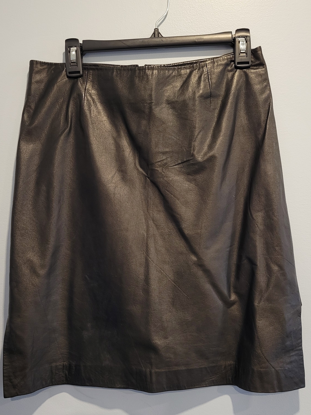 Theory Black Leather A-Line Skirt